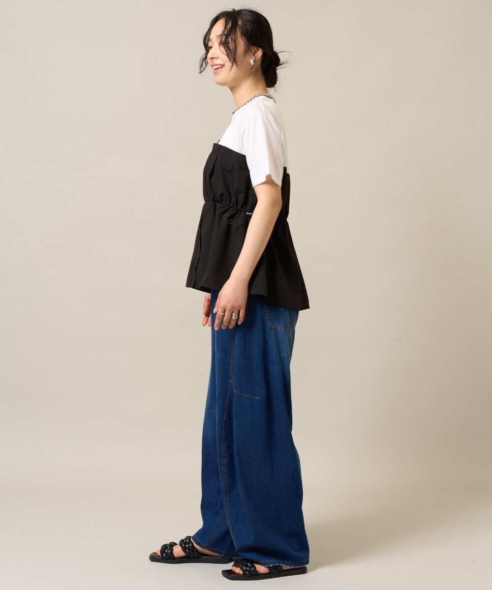 ZMKIE05098 al'aise modulation(アレーズモジュレーション) ビスチェドッキングドロストTシャツ ホワイト