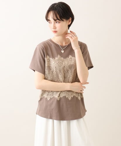 ZMKIE06110 al'aise modulation レースジョイントコットンTシャツ