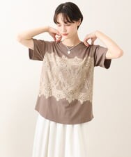 ZMKIE06110 al'aise modulation(アレーズモジュレーション) レースジョイントコットンTシャツ ベージュ