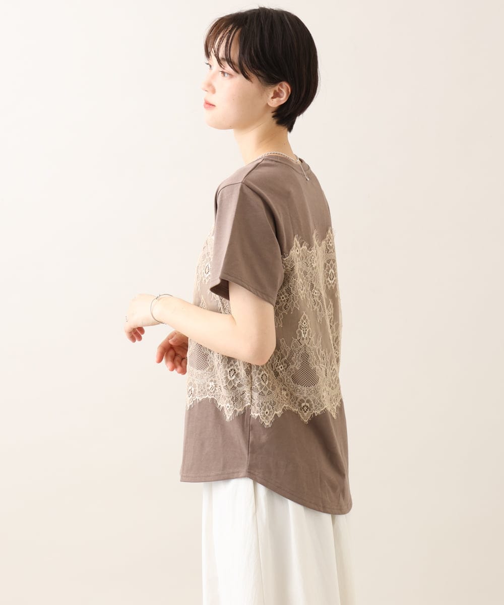 ZMKIE06110 al'aise modulation(アレーズモジュレーション) レースジョイントコットンTシャツ ベージュ