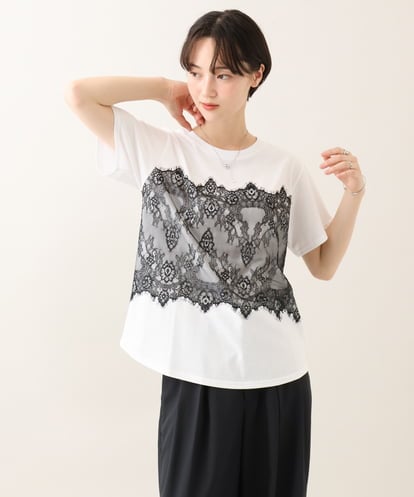ZMKIE06110 al'aise modulation レースジョイントコットンTシャツ