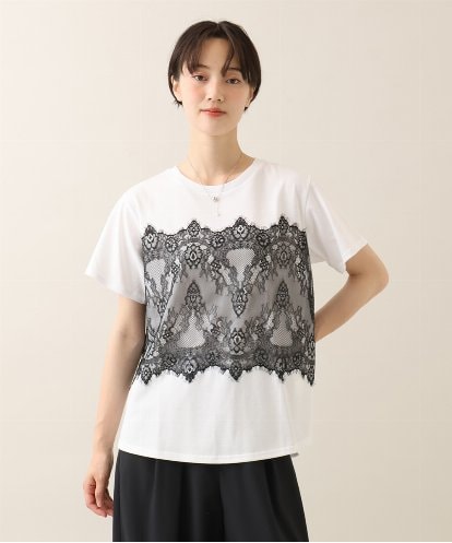 ZMKIE06110 al'aise modulation レースジョイントコットンTシャツ