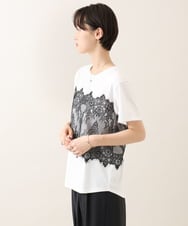ZMKIE06110 al'aise modulation(アレーズモジュレーション) レースジョイントコットンTシャツ ホワイト