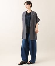 ZMKIE06110 al'aise modulation(アレーズモジュレーション) レースジョイントコットンTシャツ ブラック