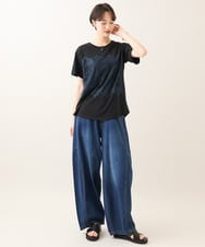ZMKIE06110 al'aise modulation(アレーズモジュレーション) レースジョイントコットンTシャツ ブラック