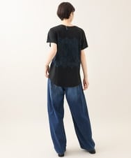 ZMKIE06110 al'aise modulation(アレーズモジュレーション) レースジョイントコットンTシャツ ブラック