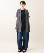 ZMKIE06110 al'aise modulation(アレーズモジュレーション) レースジョイントコットンTシャツ ブラック