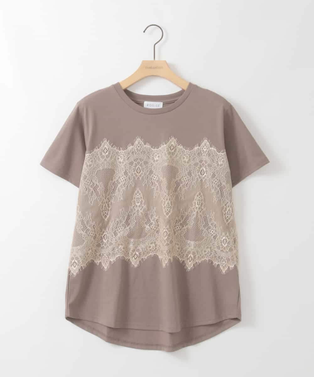 ZMKIE06110 al'aise modulation(アレーズモジュレーション) レースジョイントコットンTシャツ ベージュ