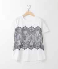 ZMKIE06110 al'aise modulation(アレーズモジュレーション) レースジョイントコットンTシャツ ホワイト