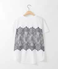 ZMKIE06110 al'aise modulation(アレーズモジュレーション) レースジョイントコットンTシャツ ホワイト