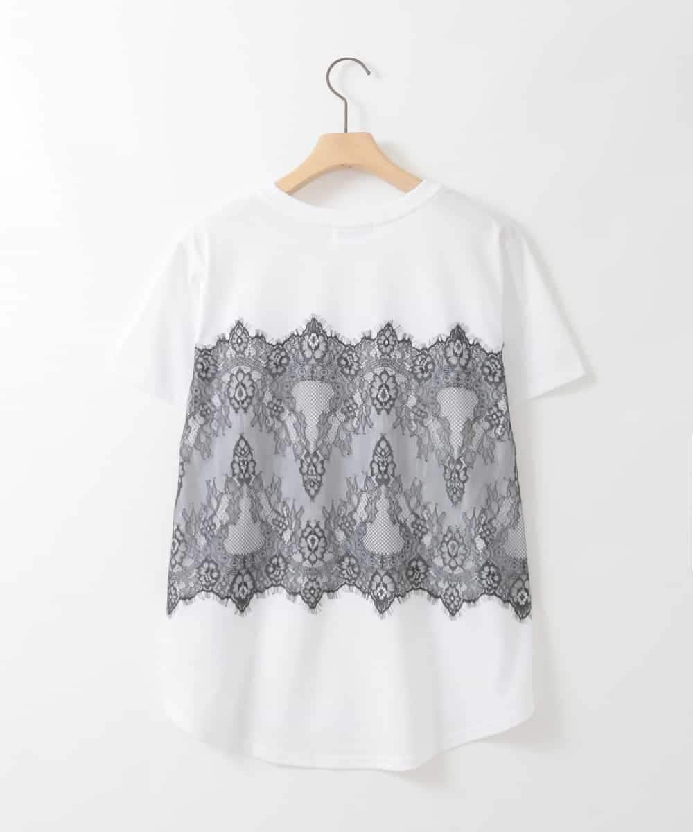 ZMKIE06110 al'aise modulation(アレーズモジュレーション) レースジョイントコットンTシャツ ホワイト