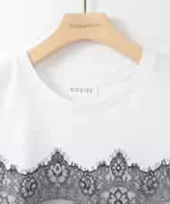 ZMKIE06110 al'aise modulation(アレーズモジュレーション) レースジョイントコットンTシャツ ホワイト