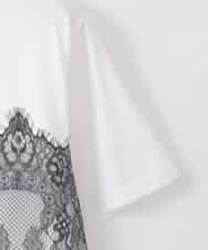 ZMKIE06110 al'aise modulation(アレーズモジュレーション) レースジョイントコットンTシャツ ホワイト