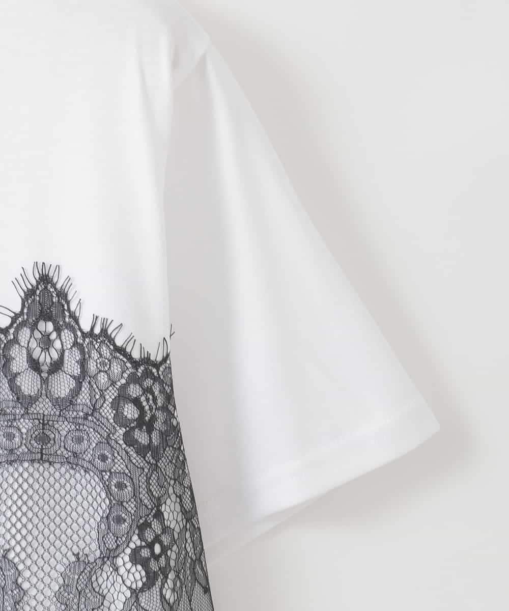 ZMKIE06110 al'aise modulation(アレーズモジュレーション) レースジョイントコットンTシャツ ホワイト