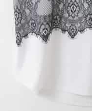 ZMKIE06110 al'aise modulation(アレーズモジュレーション) レースジョイントコットンTシャツ ホワイト