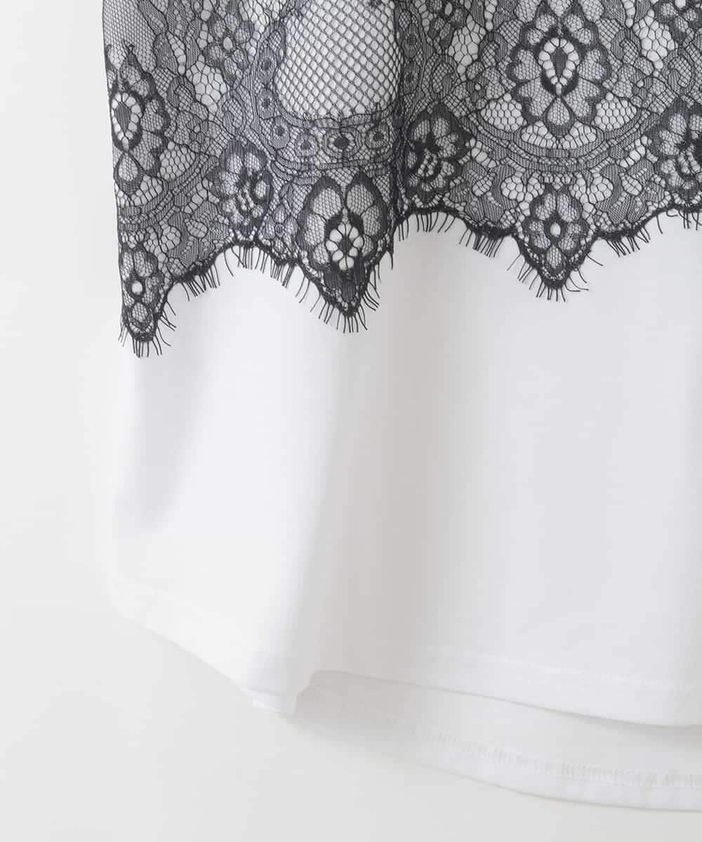 ZMKIE06110 al'aise modulation(アレーズモジュレーション) レースジョイントコットンTシャツ ホワイト