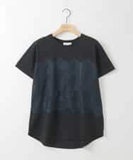 ZMKIE06110 al'aise modulation(アレーズモジュレーション) レースジョイントコットンTシャツ ブラック