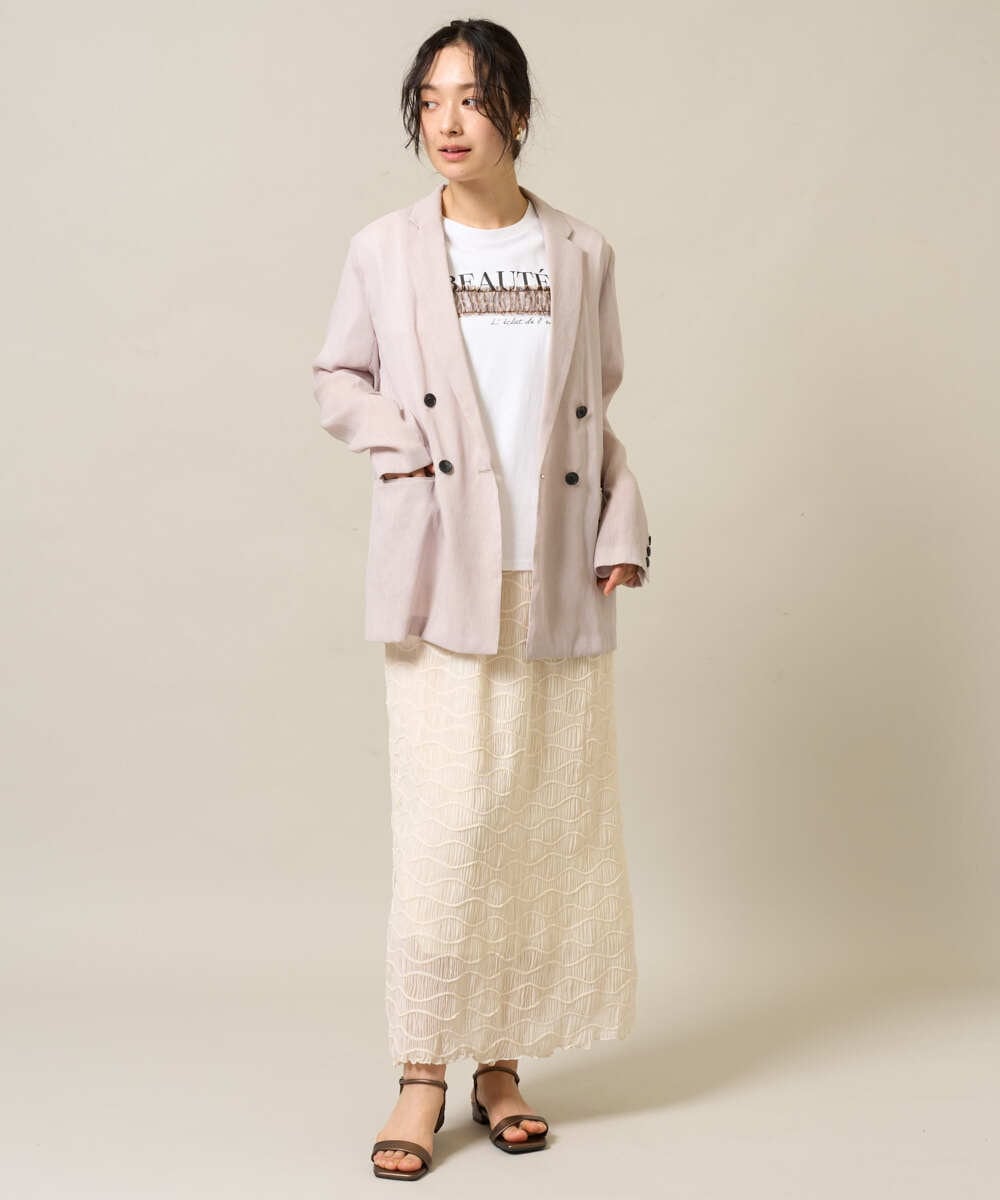 ZMKIE08090 al'aise modulation(アレーズモジュレーション) チュールポイントロゴデザインTシャツ ホワイト
