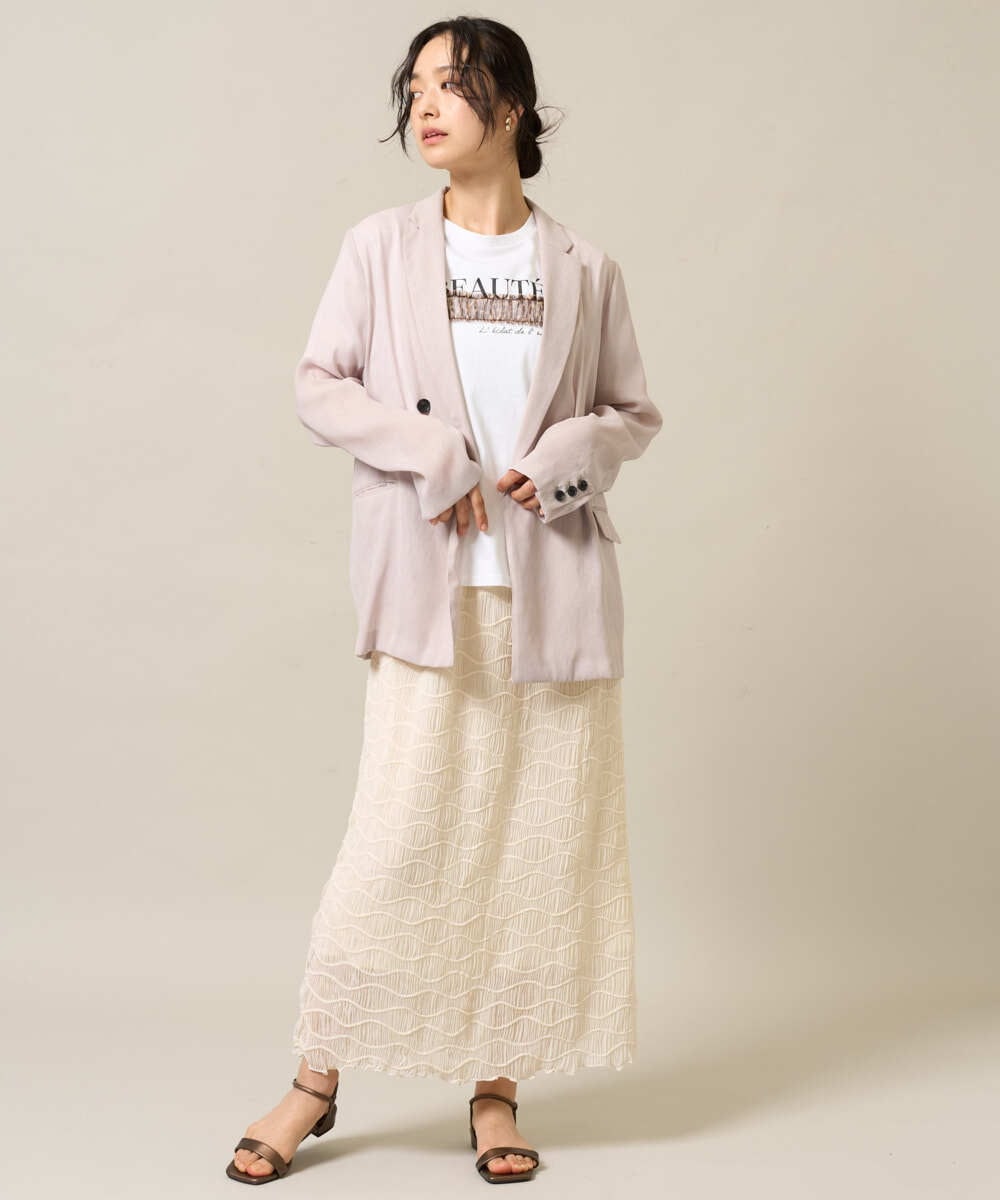 ZMKIE08090 al'aise modulation(アレーズモジュレーション) チュールポイントロゴデザインTシャツ ホワイト