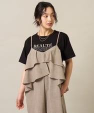 ZMKIE08090 al'aise modulation(アレーズモジュレーション) チュールポイントロゴデザインTシャツ ブラック