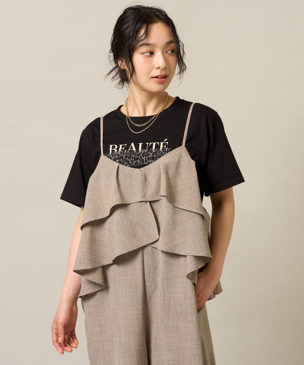 ZMKIE08090 al'aise modulation(アレーズモジュレーション) チュールポイントロゴデザインTシャツ ブラック