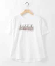 ZMKIE08090 al'aise modulation(アレーズモジュレーション) チュールポイントロゴデザインTシャツ ホワイト