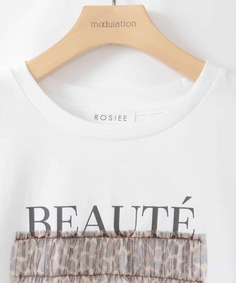 ZMKIE08090 al'aise modulation(アレーズモジュレーション) チュールポイントロゴデザインTシャツ ホワイト