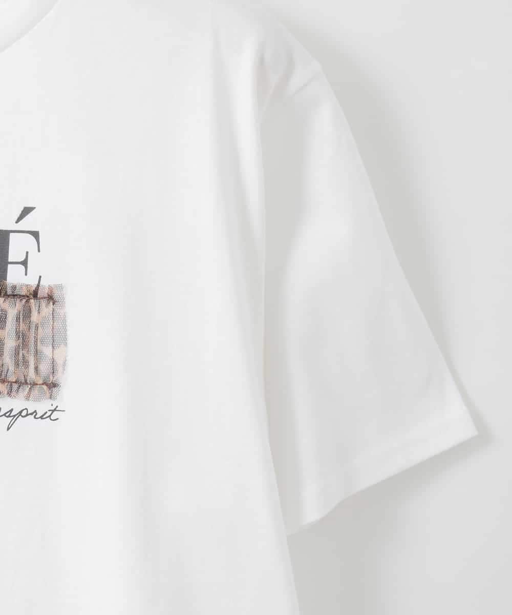 ZMKIE08090 al'aise modulation(アレーズモジュレーション) チュールポイントロゴデザインTシャツ ホワイト