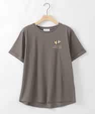 ZMKIE09080 al'aise modulation(アレーズモジュレーション) ロゴ刺繍デザインTシャツ ベージュ