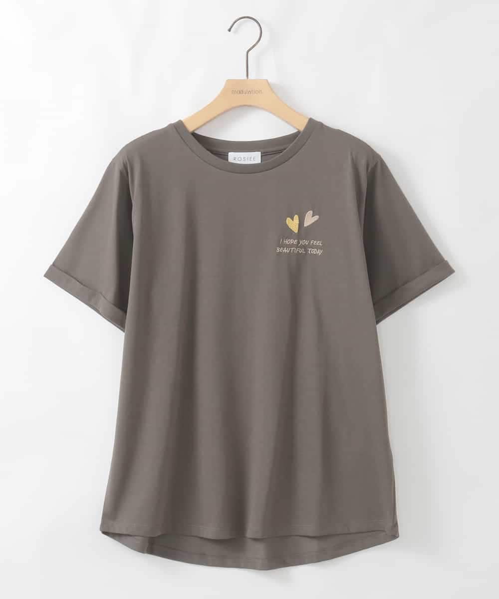 ZMKIE09080 al'aise modulation(アレーズモジュレーション) ロゴ刺繍デザインTシャツ ベージュ