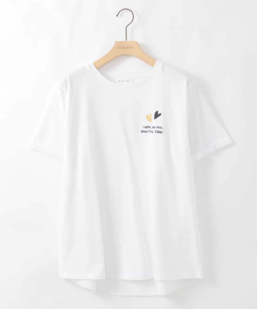 ZMKIE09080 al'aise modulation(アレーズモジュレーション) ロゴ刺繍デザインTシャツ ホワイト