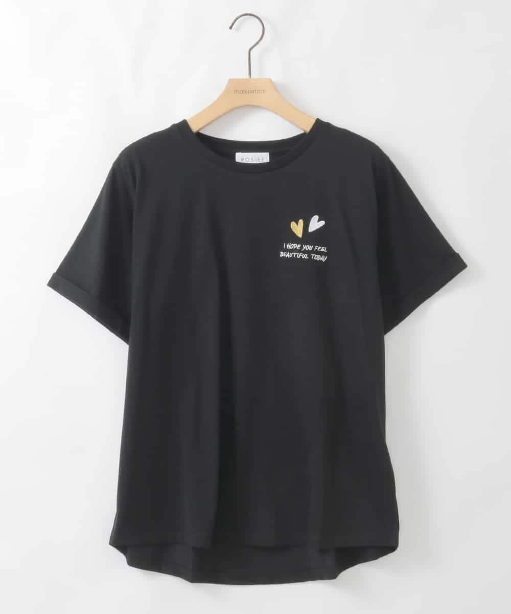 ZMKIE09080 al'aise modulation(アレーズモジュレーション) ロゴ刺繍デザインTシャツ ブラック