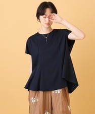 ZMKIE13110 al'aise modulation(アレーズモジュレーション) 【洗える/接触冷感/日本製】異素材ドッキングフレアヘムカットソー ネイビー