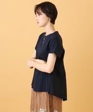 ZMKIE13110 al'aise modulation(アレーズモジュレーション) 【洗える/接触冷感/日本製】異素材ドッキングフレアヘムカットソー ネイビー