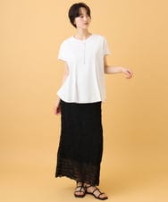 ZMKIE13110 al'aise modulation(アレーズモジュレーション) 【洗える/接触冷感/日本製】異素材ドッキングフレアヘムカットソー ホワイト