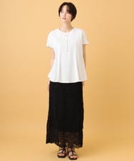 ZMKIE13110 al'aise modulation(アレーズモジュレーション) 【洗える/接触冷感/日本製】異素材ドッキングフレアヘムカットソー ホワイト