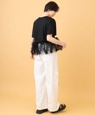 ZMKIE17120 al'aise modulation(アレーズモジュレーション) チュールフリルジョイントデザインTシャツ ブラック
