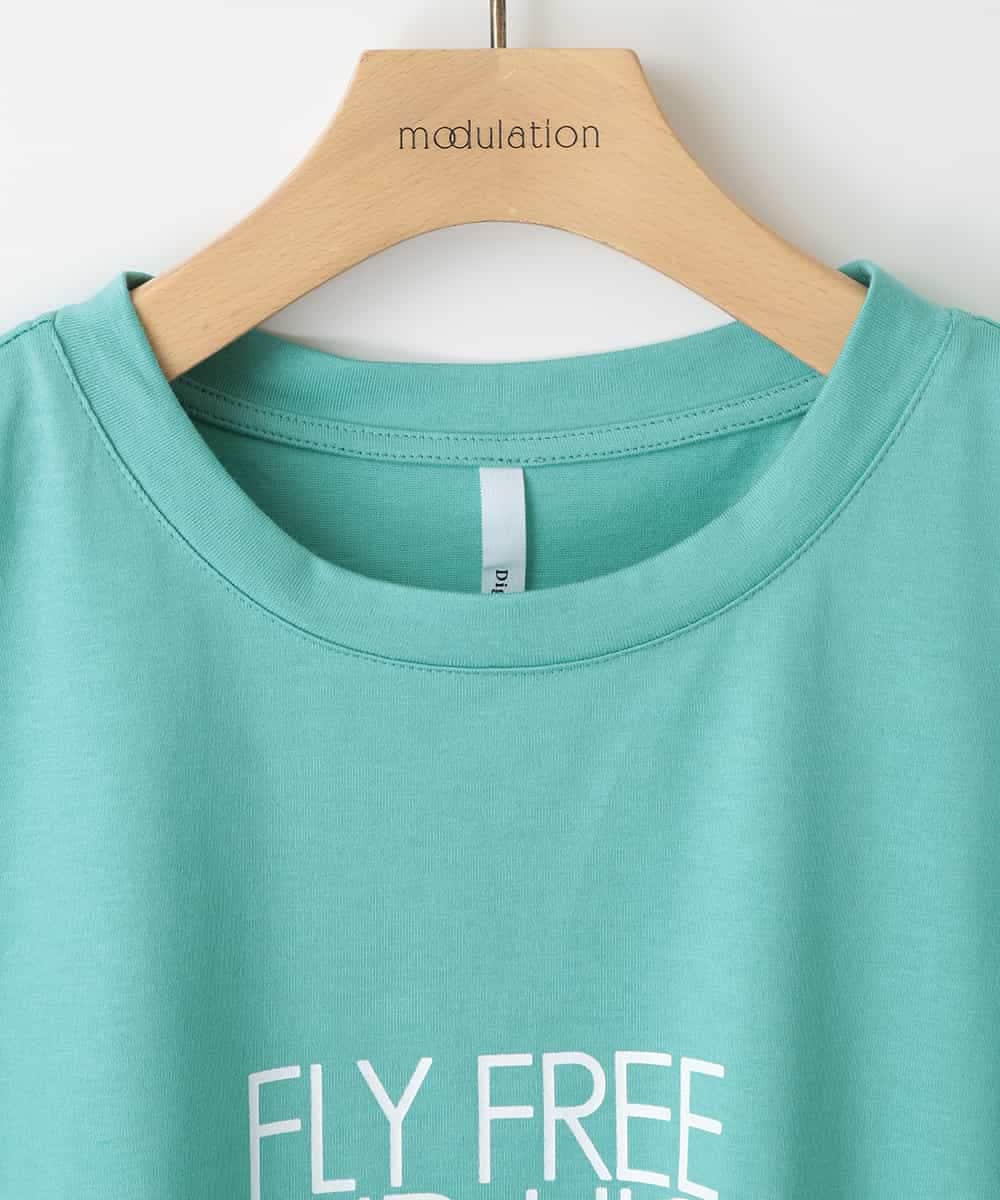 ZMKIW11080 al'aise modulation(アレーズモジュレーション) 【日本製】ロゴTシャツ ライトグリーン