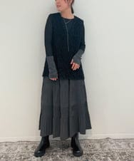 ZMKJB01059 al'aise modulation(アレーズモジュレーション) ジョイントスリーブデザインカットソー ブラック