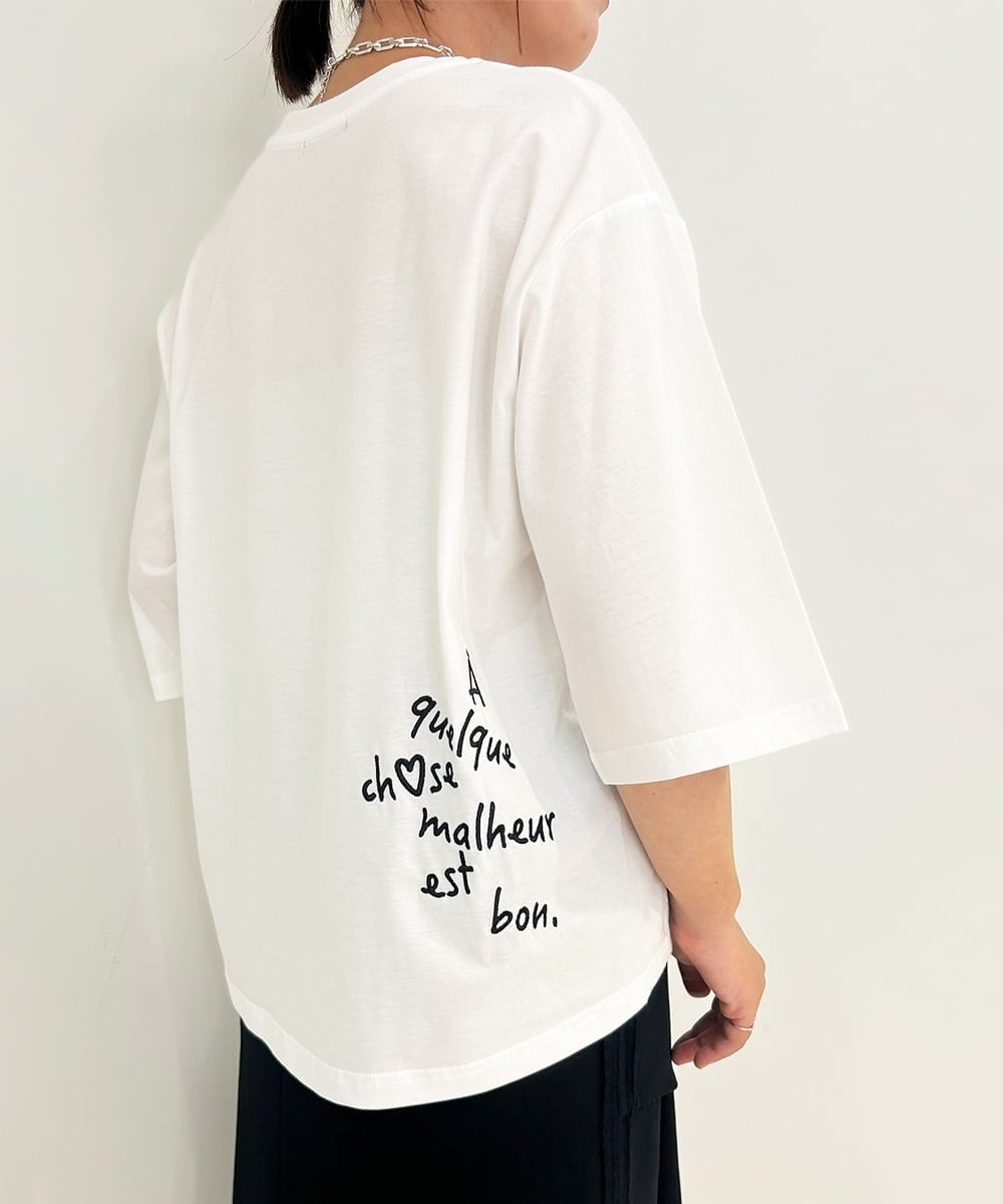 ZMKJB07079 al'aise modulation(アレーズモジュレーション) 【接触冷感】メッセージ刺繍デザインプルオーバー ホワイト