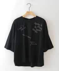 ZMKJB07079 al'aise modulation(アレーズモジュレーション) 【接触冷感】メッセージ刺繍デザインプルオーバー ブラック