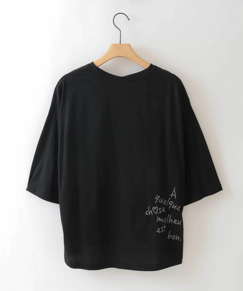 ZMKJB07079 al'aise modulation(アレーズモジュレーション) 【接触冷感】メッセージ刺繍デザインプルオーバー ブラック