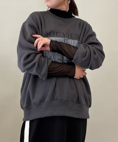 ZMKJB10080 al'aise modulation フロッキードットチュールハイネックプルオーバー