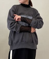 ZMKJB10080 al'aise modulation(アレーズモジュレーション) フロッキードットチュールハイネックプルオーバー ブラック