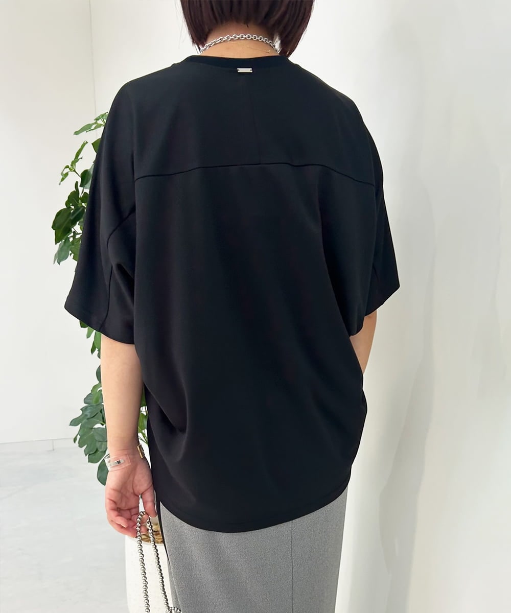 ZMKJB11080 al'aise modulation(アレーズモジュレーション) フロントロゴドルマンシルエットTシャツ ブラック