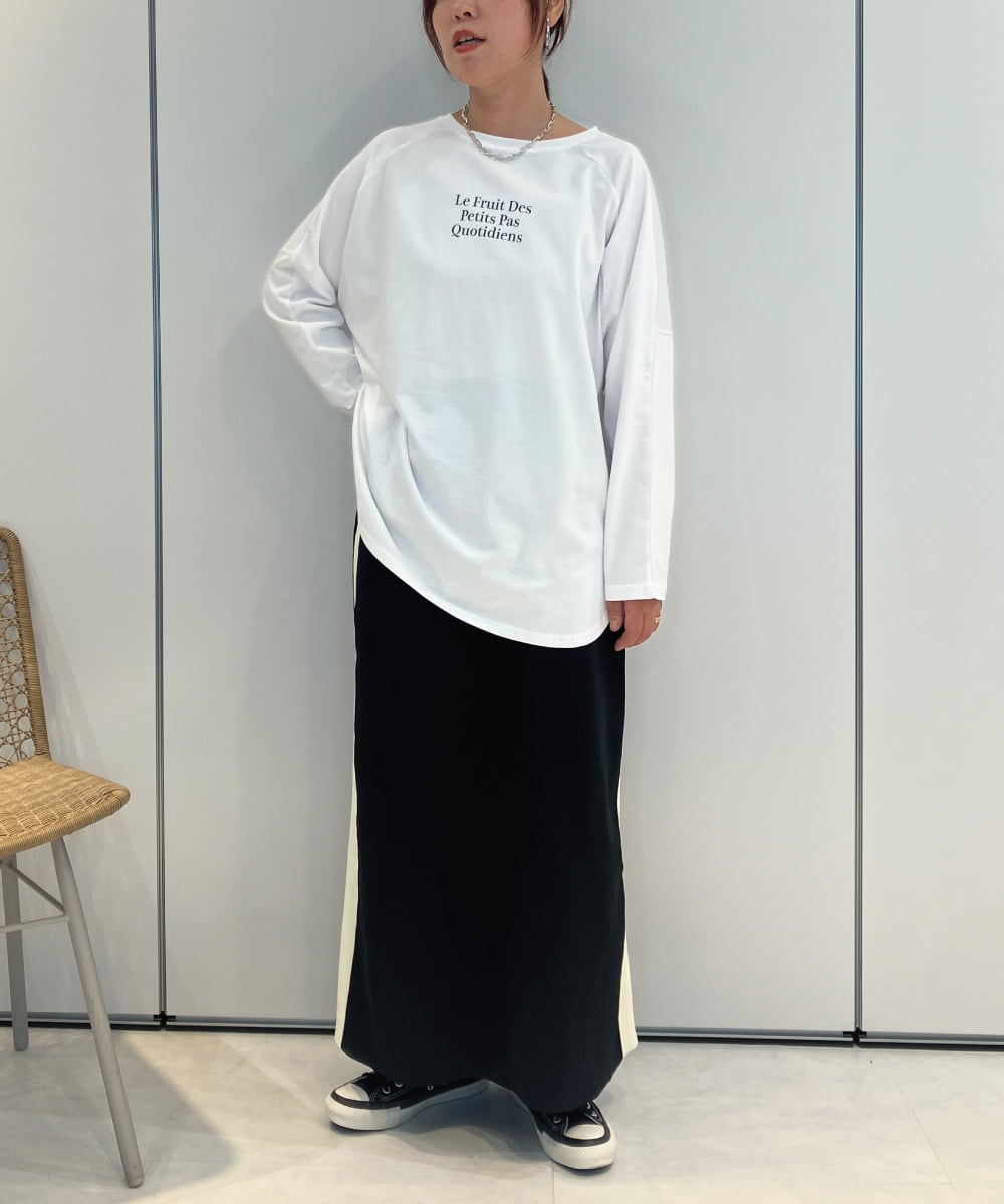 ZMKJB13099 al'aise modulation(アレーズモジュレーション) 【2WAY】プリントロゴオーバーシルエットTシャツ ホワイト