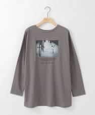 ZMKJB13099 al'aise modulation(アレーズモジュレーション) プリントロゴオーバーシルエットTシャツ ダークグレー