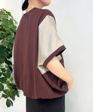 ZMKJB19079 al'aise modulation(アレーズモジュレーション) サテンライク切り替えカットソー ブラウン