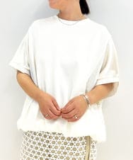 ZMKJB19079 al'aise modulation(アレーズモジュレーション) サテンライク切り替えカットソー ホワイト