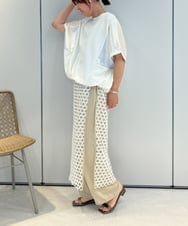 ZMKJB19079 al'aise modulation(アレーズモジュレーション) サテンライク切り替えカットソー ホワイト